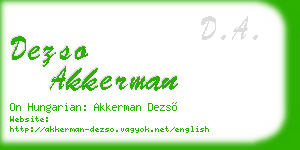 dezso akkerman business card
